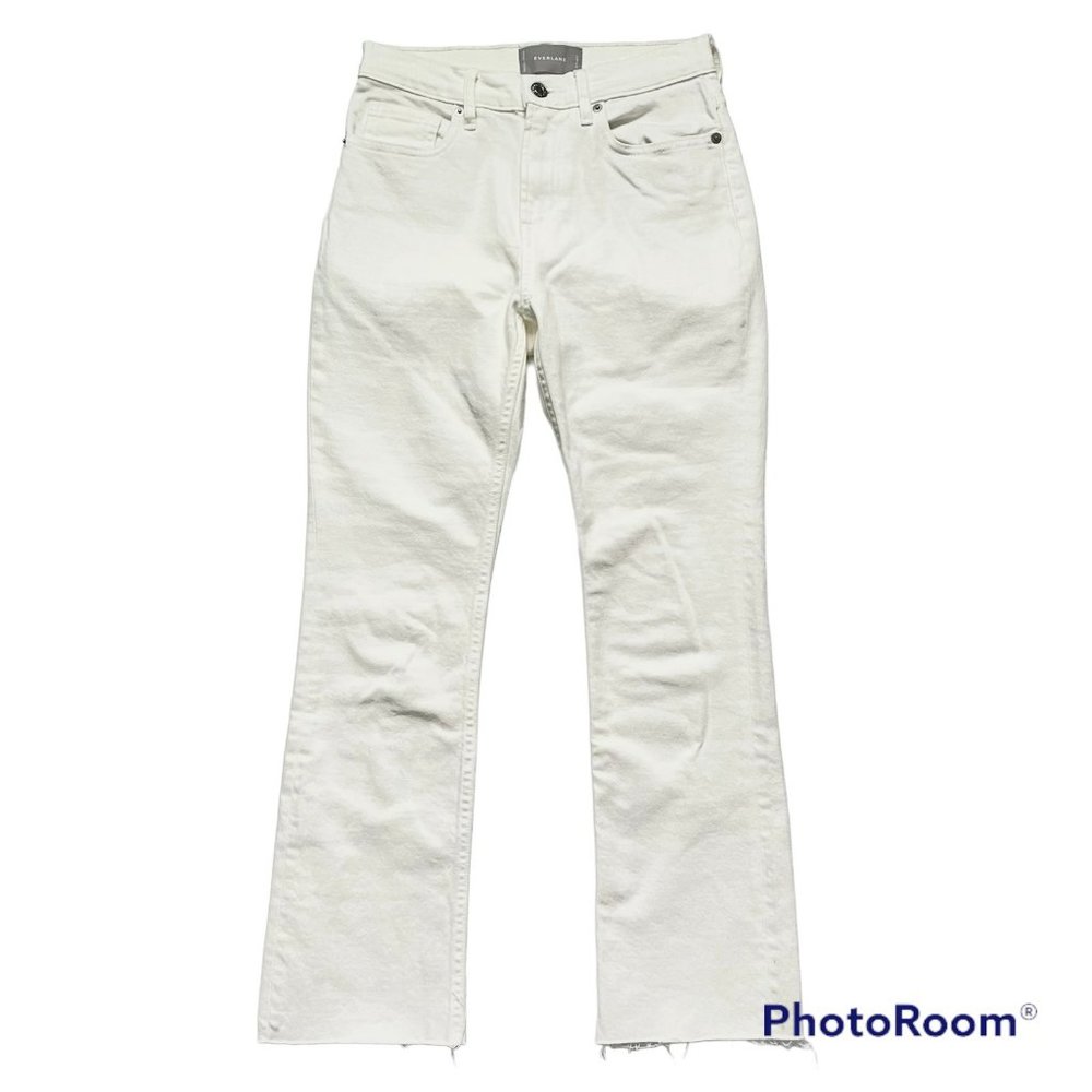 Everlane The Kick Crop Jeans White Cotton Hi Rise Size 25 Regular Five Pocket